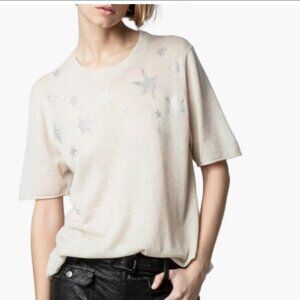 Zadig & Voltaire Beaded Star Fine Gauge Cashmere Sweater